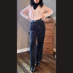 VINTAGE 90s WIDE LEG BLACK CORDUROY PANTS // US size 6 or 8 (M)